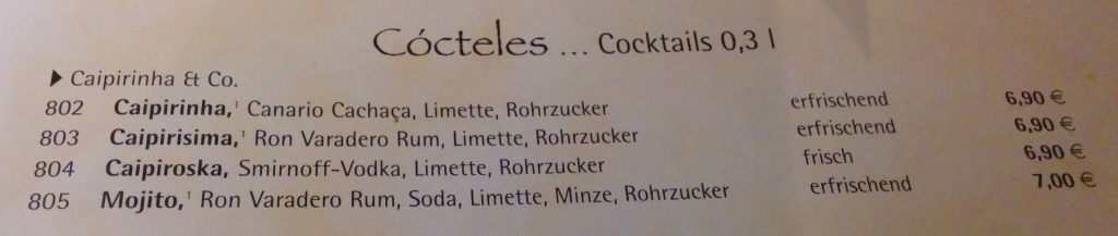 Cocktailkarte